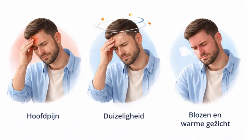 Veelvoorkomende Kamagra bijwerkingen zoals hoofdpijn duizeligheid en blozen