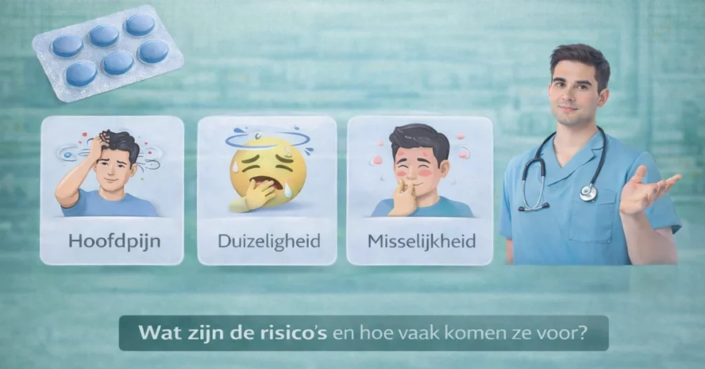 Overzicht van Kamagra bijwerkingen zoals hoofdpijn duizeligheid en misselijkheid