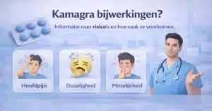 Overzicht van Kamagra bijwerkingen zoals hoofdpijn duizeligheid en misselijkheid