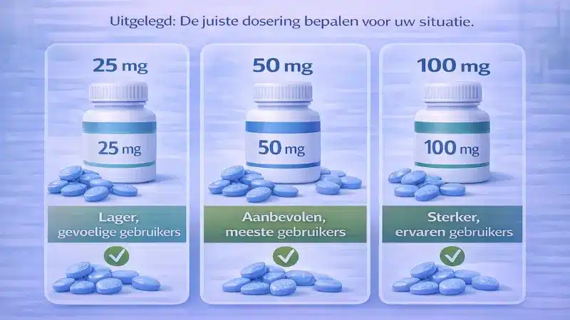 Vergelijking van Kamagra doseringen 25 mg 50 mg en 100 mg met uitleg voor verschillende gebruikers