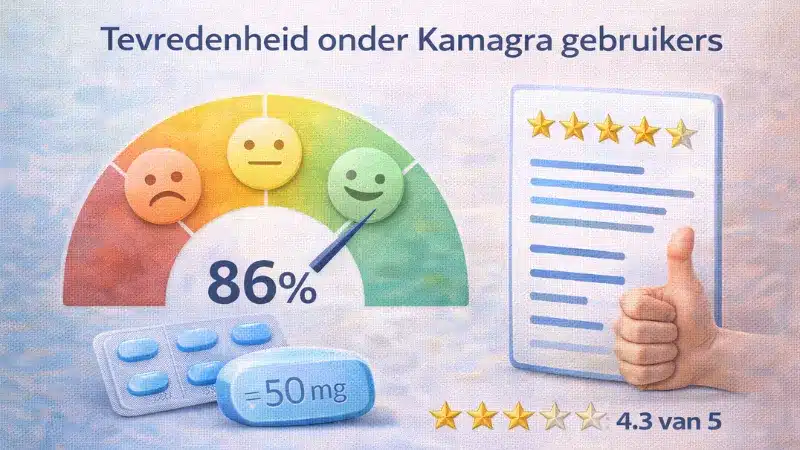 Tevredenheid van Kamagra gebruikers met beoordeling en gemiddelde score van 4.3 uit 5