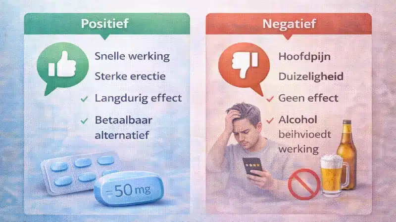 Overzicht van positieve en negatieve Kamagra ervaringen zoals snelle werking en bijwerkingen