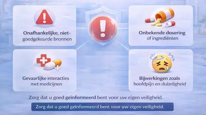 Overzicht van risico's van Kamagra gebruik zoals onbetrouwbare bronnen verkeerde dosering en bijwerkingen