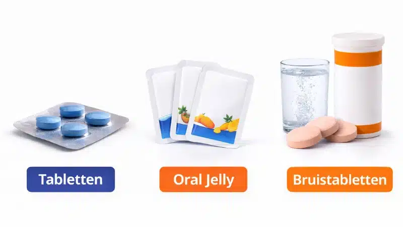 Verschillende Kamagra varianten zoals tabletten oral jelly en bruistabletten