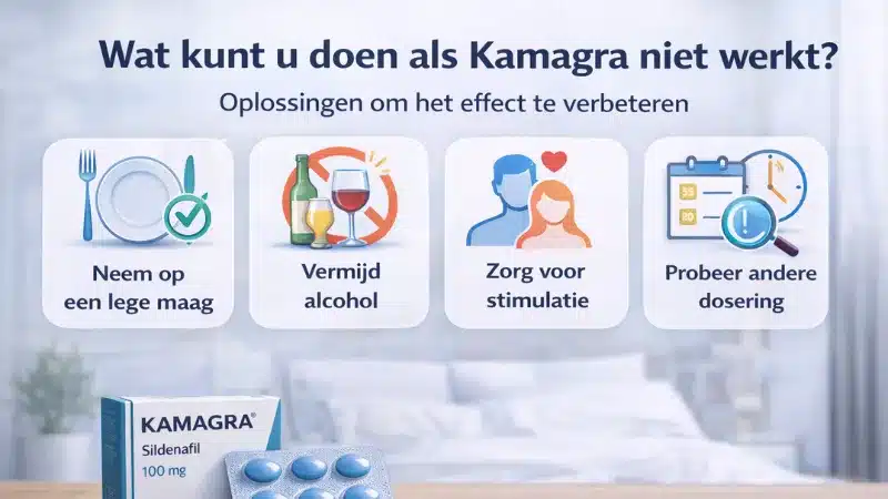 Oplossingen en tips als Kamagra niet werkt zoals lege maag vermijden alcohol en juiste dosering