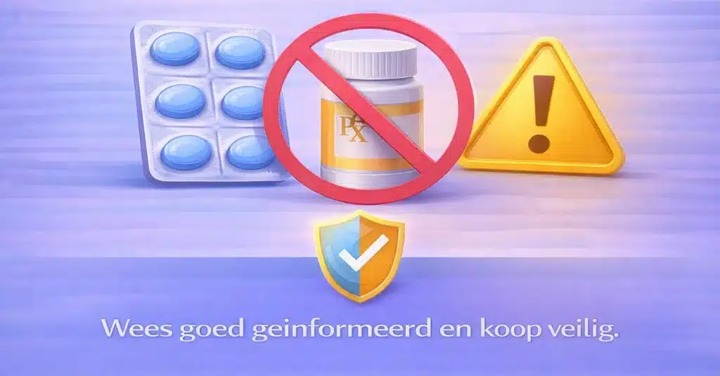 Kamagra zonder recept met waarschuwing voor risico's en uitleg over veilige aankoop