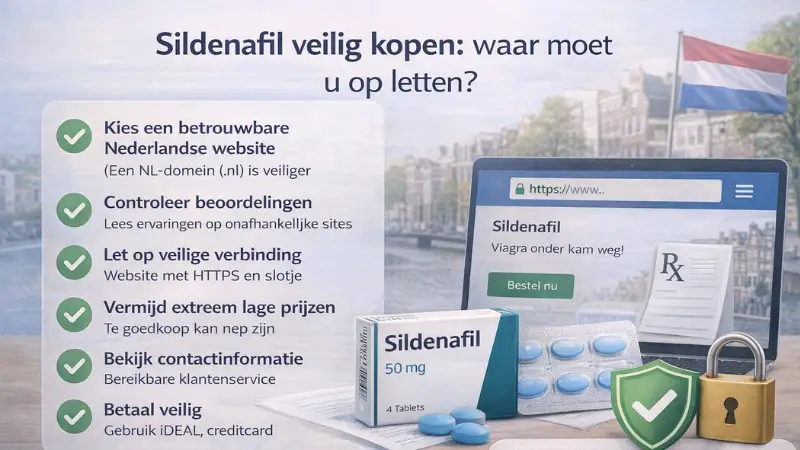 Checklist voor veilig Sildenafil kopen in Nederland met tips zoals betrouwbare website en veilige betaling